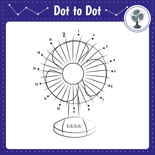 Connect the dots FanDot to dot educational game Coloring book for preschool kids activity worksheet Vector Illustration