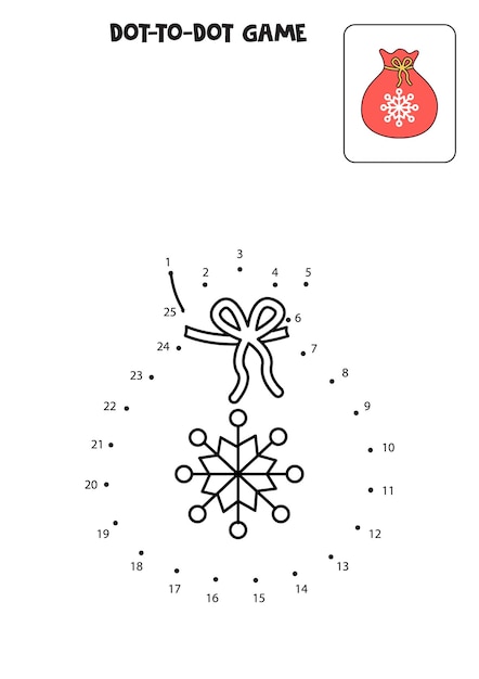 Connect the dots game with Christmas bag.