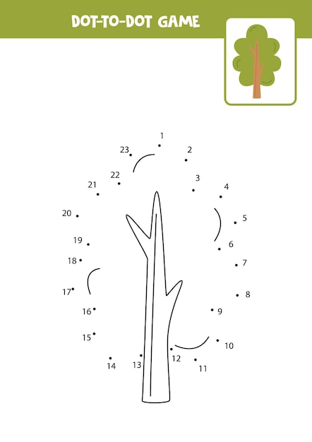 Connect the dots game with cute tree