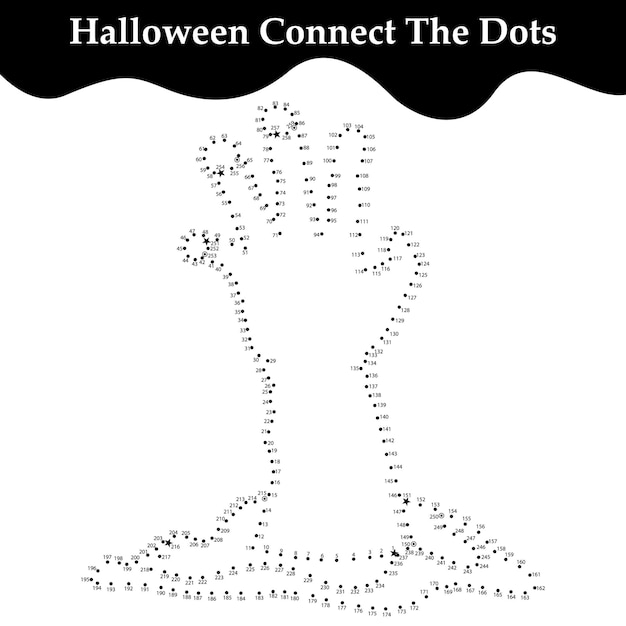 Connect the dots Halloween coloring page