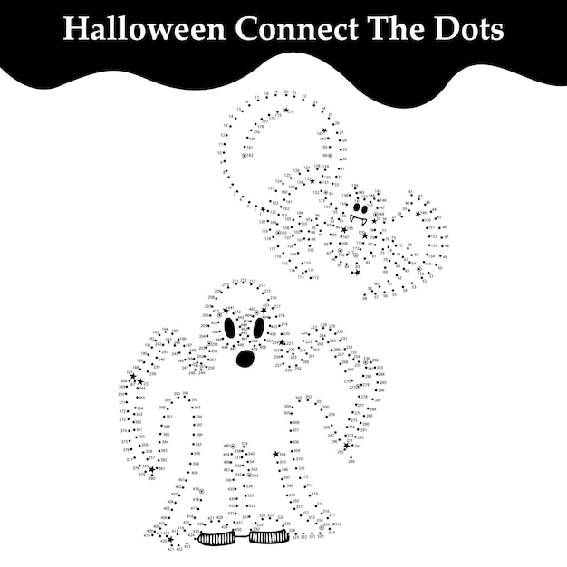 Connect the dots Halloween coloring page