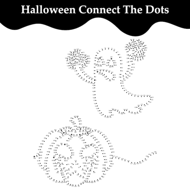 Connect the dots Halloween coloring page