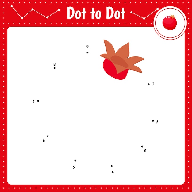 Connect the dots Pomegranate Dot to dot educational game Coloring book for kids activity worksheet