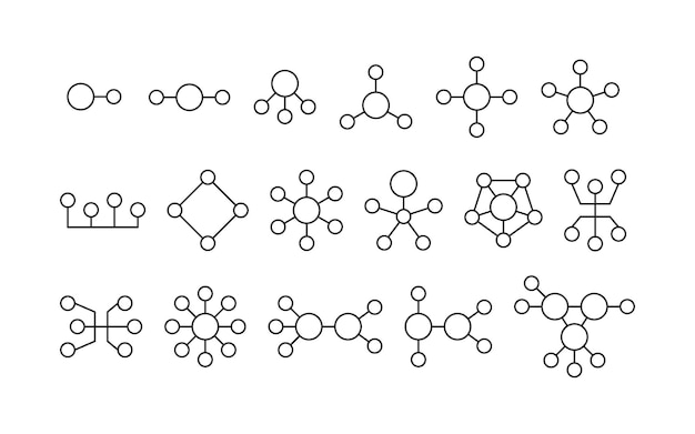 Connect and network set circle line icon. Digital structure technology community. Team connection