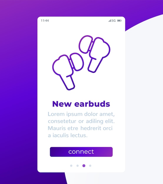 Connect new earbuds ui design with line icon