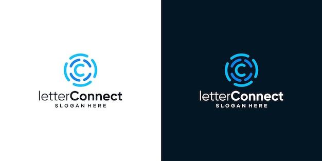 Connected circle shape logo design template with initial letter c graphic design illustration icon symbol creative