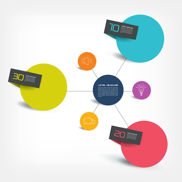 Connected circle speech diagram vector Infographic