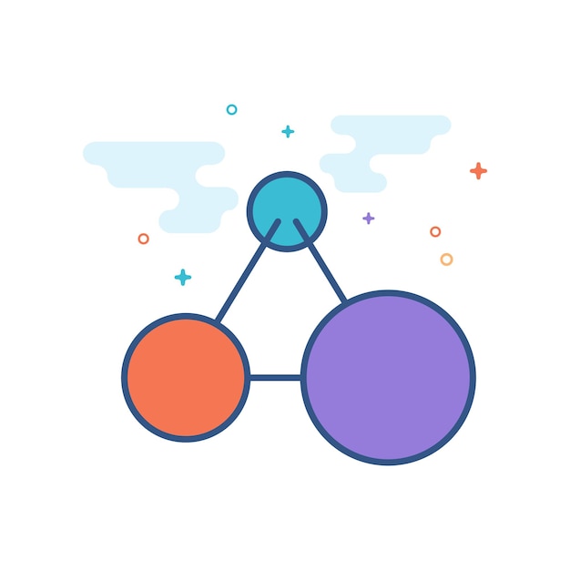 Connected dots icon flat color style vector illustration