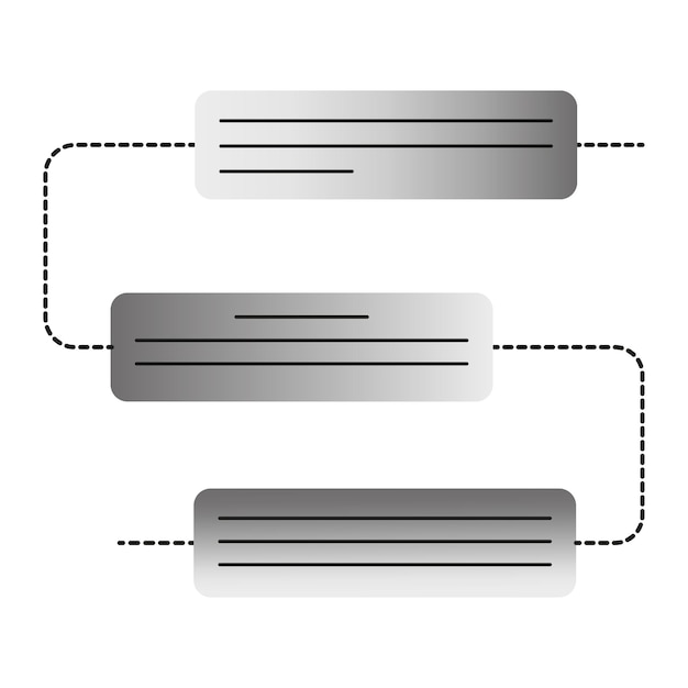 Connected graph gray rectangles. Data information infographic. Vector illustration.