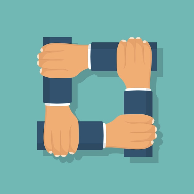 Vector connected hands icon isolated on background