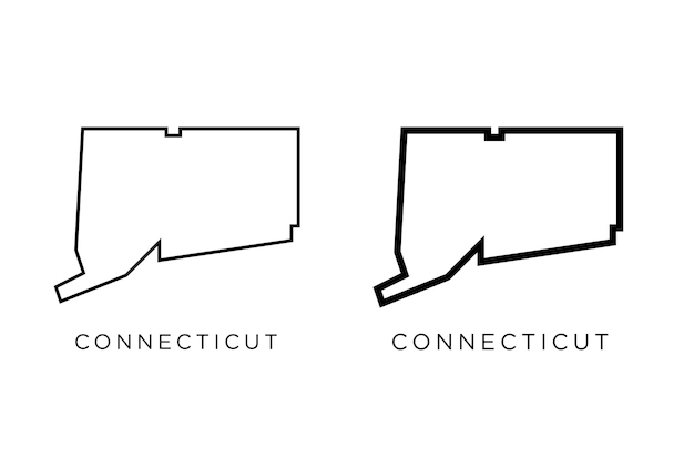 Connecticut States of USA Map icon outline style and flat vector Silhouette