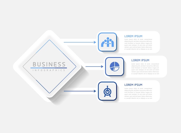 Connecting Steps business Infographic Template with 3 Elements