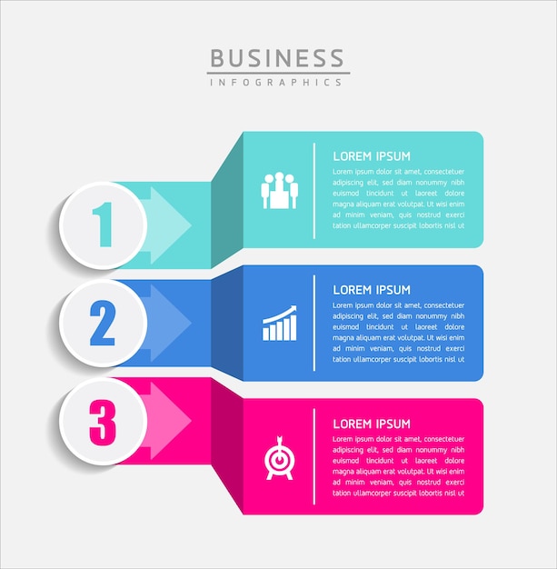 Connecting Steps business Infographic Template with 3 Elements