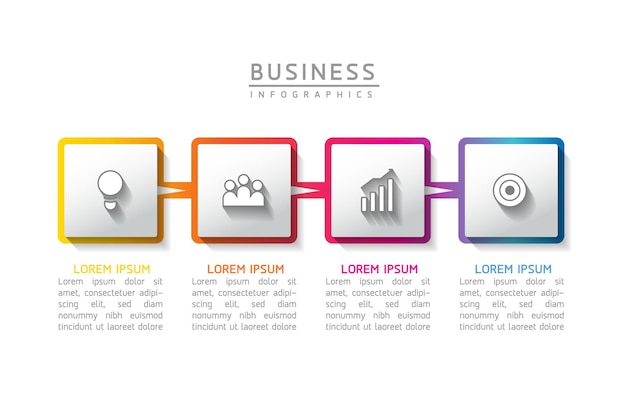 Connecting Steps business Infographic Template with 4 Elements