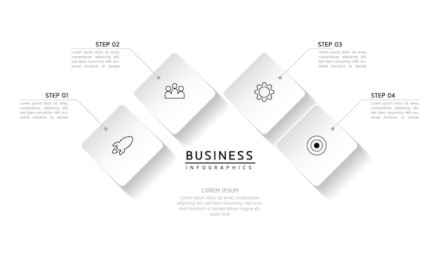 Connecting Steps business Infographic Template with 4 Elements