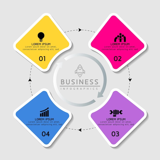 Connecting Steps business Infographic Template with 4 Elements