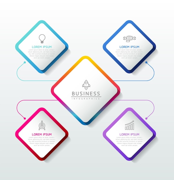 Connecting Steps business Infographic Template with 4 Elements