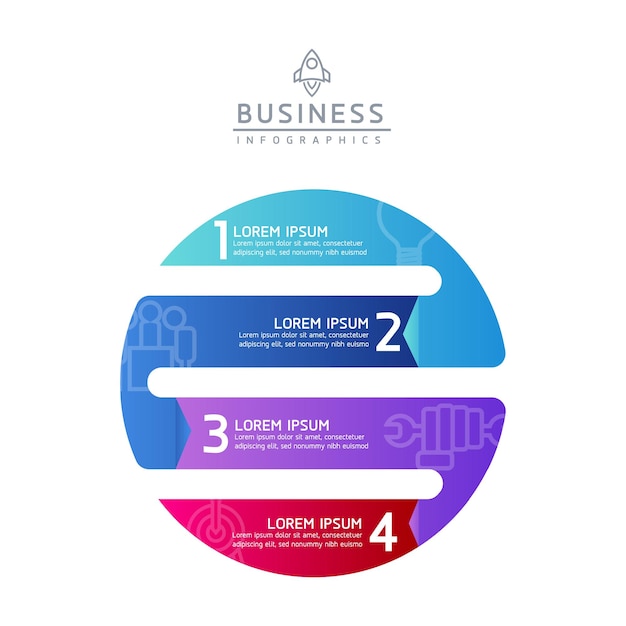 Connecting Steps business Infographic Template with 4 Elements