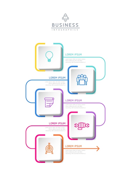 Connecting Steps business Infographic Template with 5 Elements