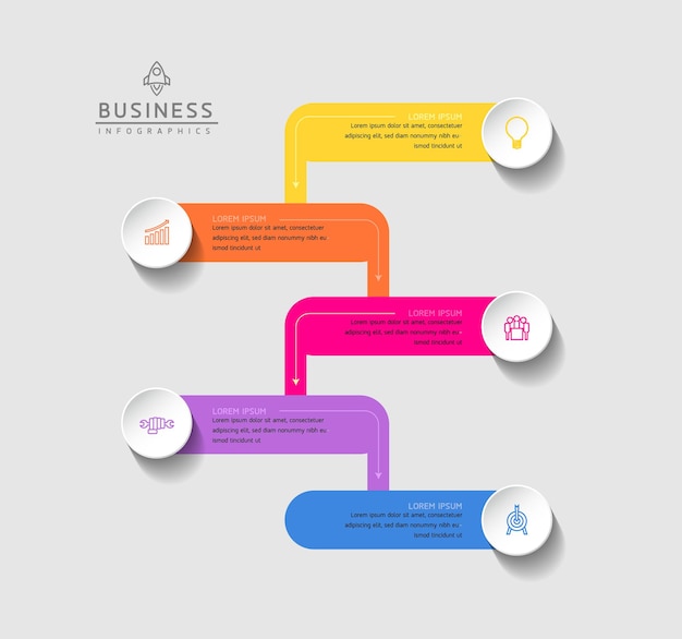 Connecting Steps business Infographic Template with 5 Elements