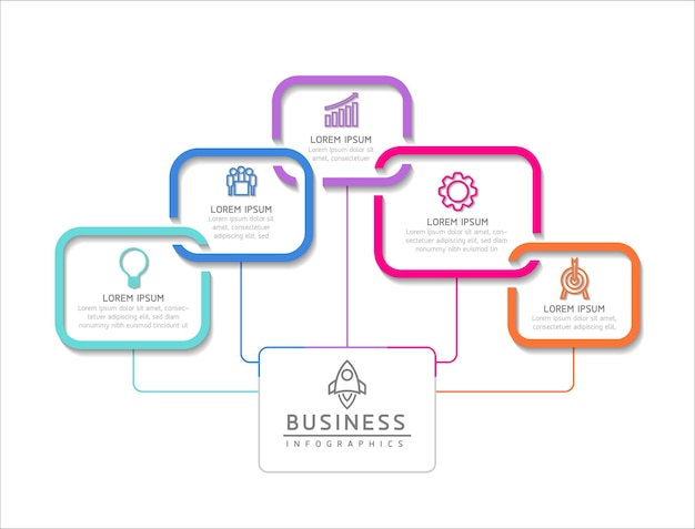 Connecting Steps business Infographic Template with 5 Elements