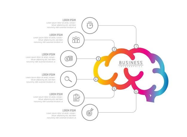 Connecting Steps business Infographic Template with 6 Elements