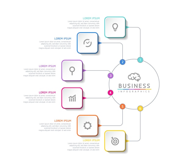 Connecting Steps business Infographic Template with 6 Elements