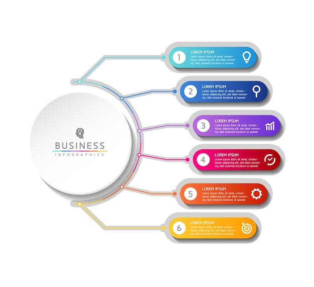 Connecting Steps business Infographic Template with 6 Elements