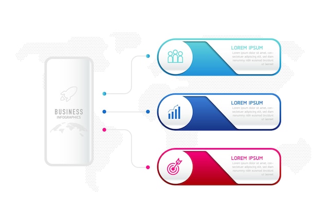 Connecting Steps Infographic Template with 3 Elements