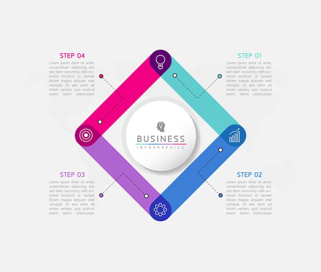 Connecting Steps Infographic Template with 4 Elements