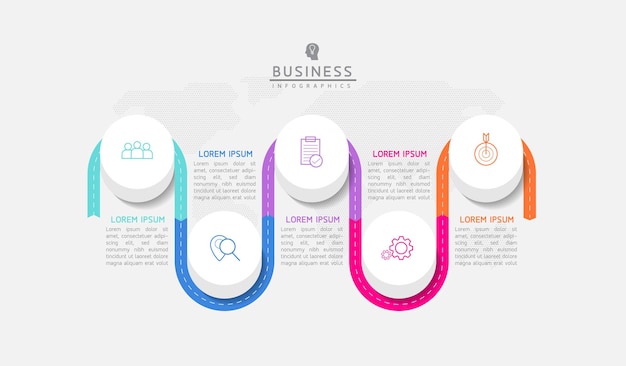 Connecting Steps Infographic Template with 5 Elements