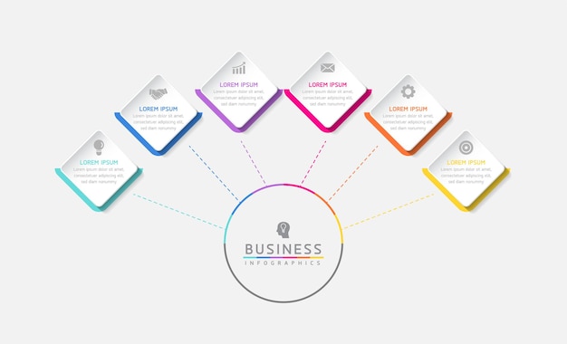 Connecting Steps Infographic Template with 5 Elements