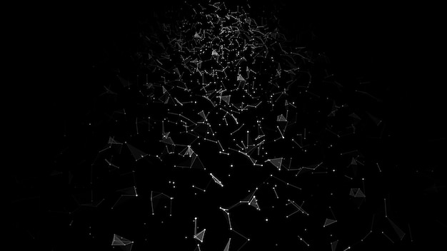 Connection to the global network Abstract vector dots and lines on a black background The concept of big data digital technology science and information technology development