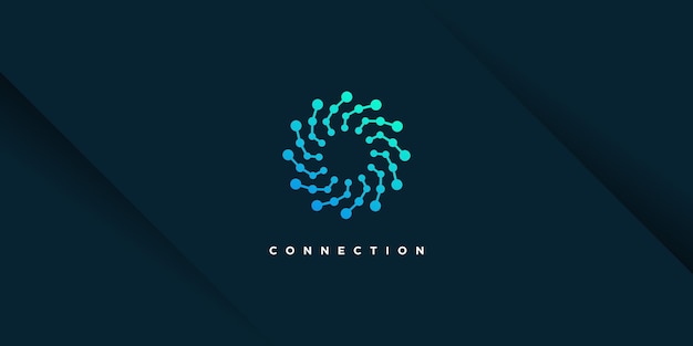 Connection logo design vector with creative unique dot concept