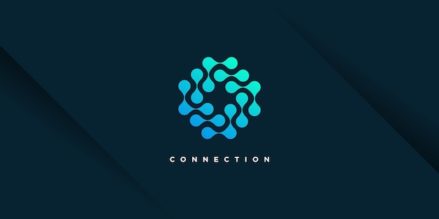 Connection logo design vector with creative unique dot concept