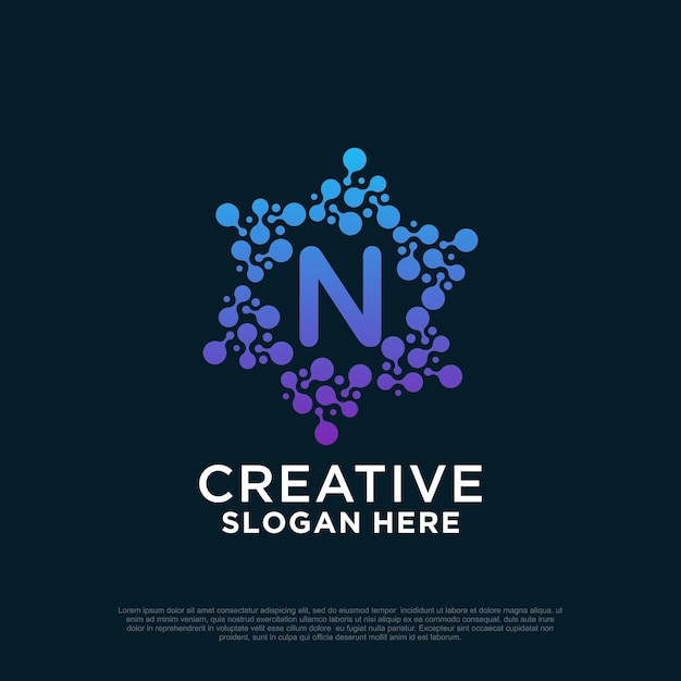 Connection logo design with letter creative concept Premium Vector