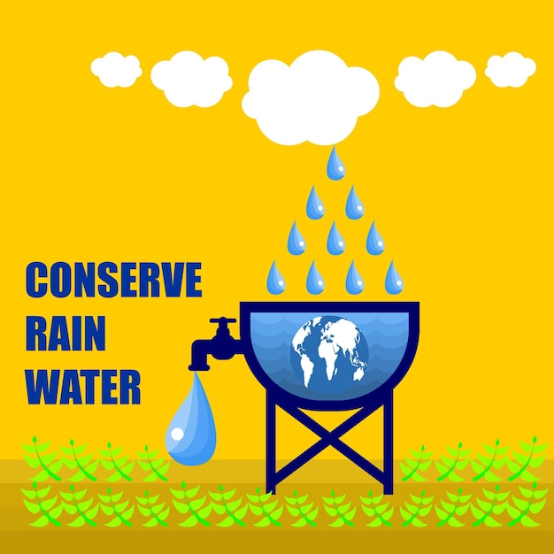 Conserve Rain Water, poster and banner vector