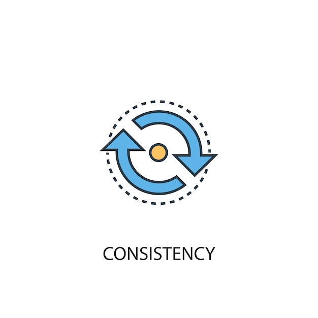 Consistency concept 2 colored line icon. Simple yellow and blue element illustration. consistency concept outline symbol design