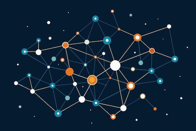 Constellation of interconnected dots representing innovation and connection