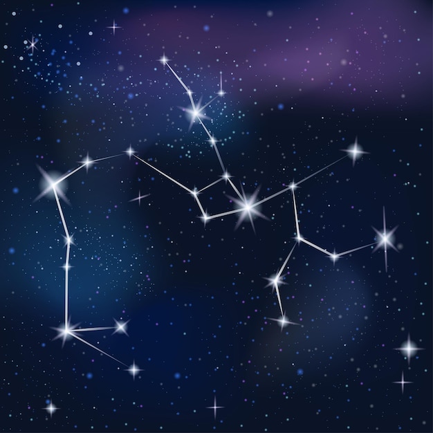 Constellation Sagittarius on starry night background.