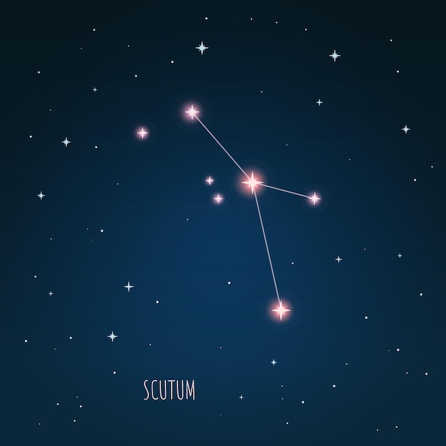 Constellation Scutum on the background of starry sky, Constellation scheme collection