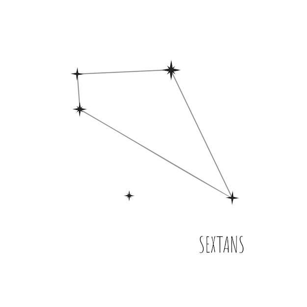 Constellation Sextans scheme Doodle sketch linear icon of all 88 constellations set