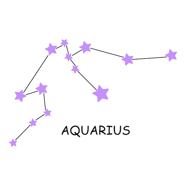 Constellation of the zodiac sign Aquarius Constellation isolated on white background A minimalist