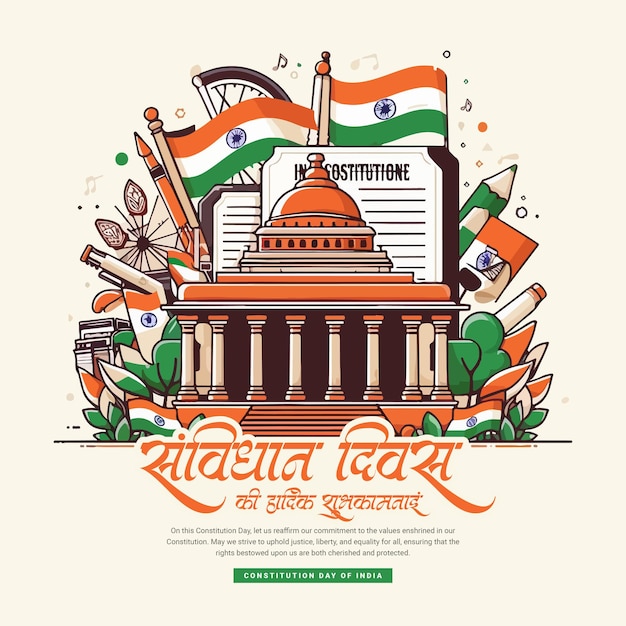 Constitution Day of India and Samvidhan Diwas National Law Day celebration social media post banner