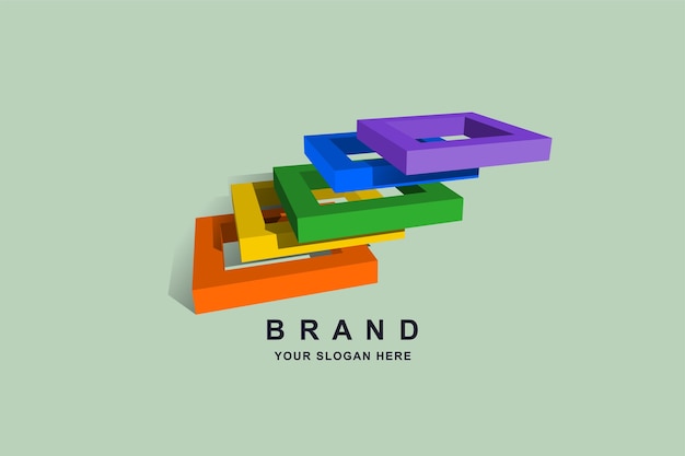 Construction 3D Frame square or stairs logo design