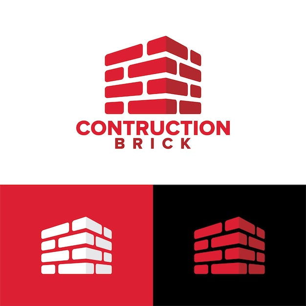 Construction brick logo template premium vector