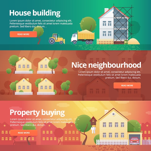 Construction and building s set.  illustrations on the theme of property buying, neighbourhood, house building, real estate.