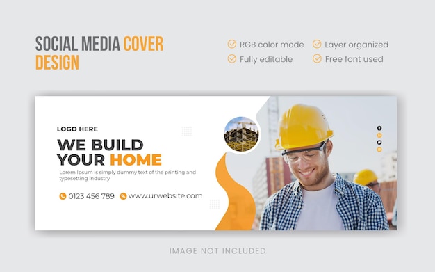 Construction building social media cover design template premium vector premium vector