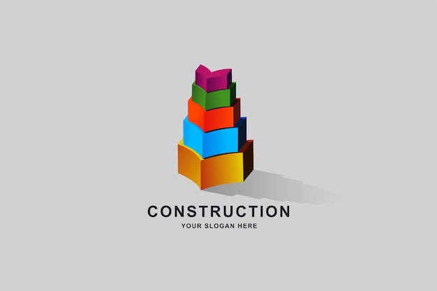 Construction buildings or 3D perspective logo design template