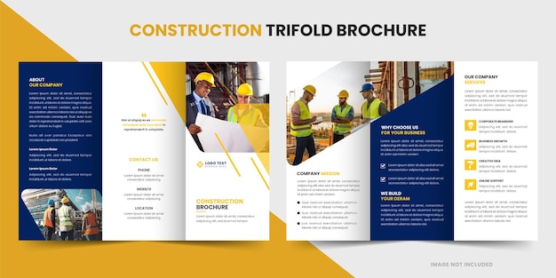 Construction Business proposal trifold brochure template or home renovation brochure design